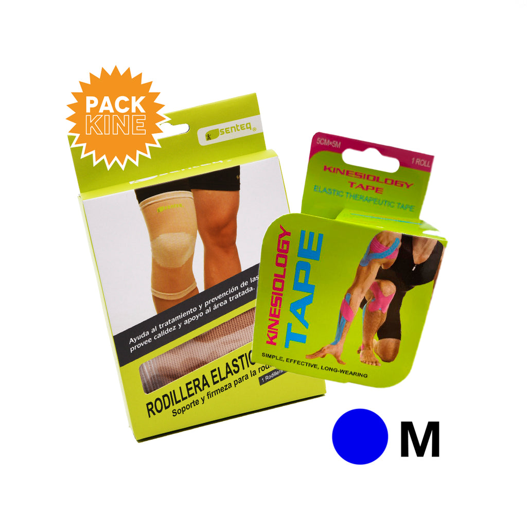 PACK KINE AZÚL + RODILLERA ELÁSTICA M