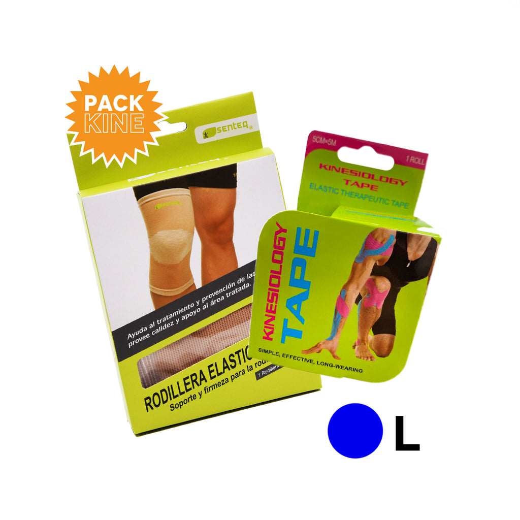 PACK KINE AZÚL + RODILLERA ELÁSTICA L