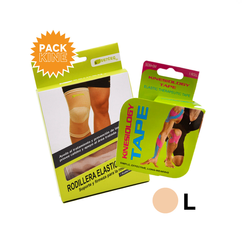 PACK KINE BEIGE + RODILLERA ELÁSTICA L