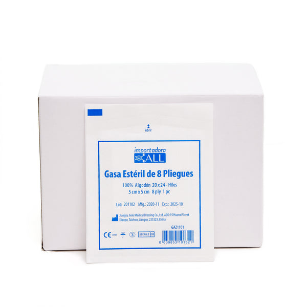 GASA ESTERIL 5CM X 5CM X 8 PLY CAJAX100 UNID