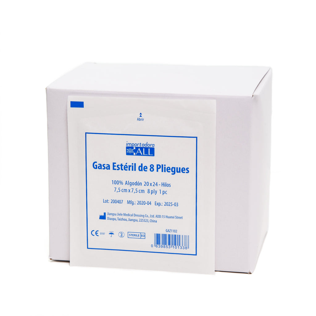 GASA ESTERIL 7.5X7.5cm X 100 UNIDADES