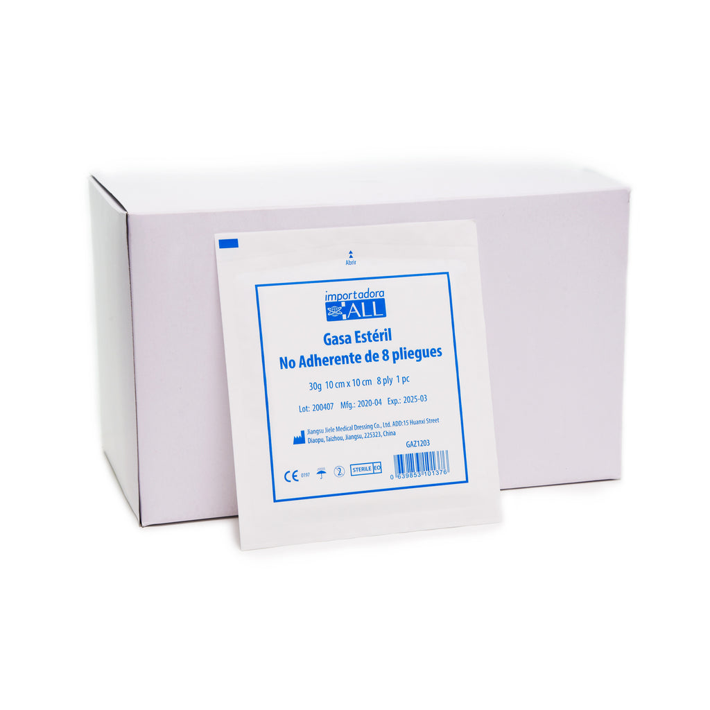 GASA ESTERIL NO ADHER 10X10CM 8PLY CAJAX100 UNID
